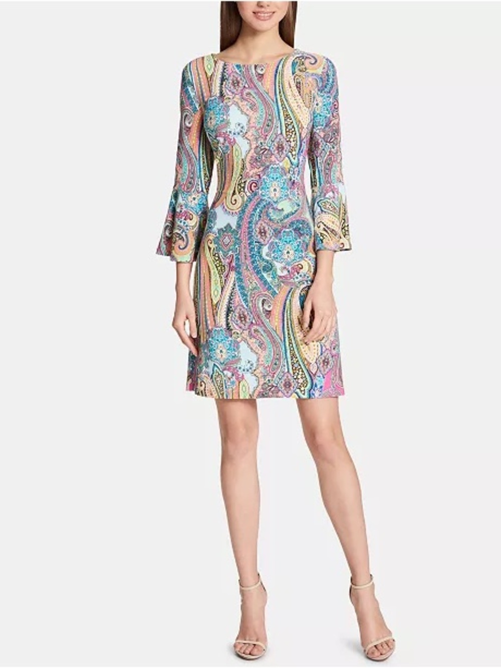 TOMMY HILFIGER | Multicolor Paisley 3/4 Sleeve Shift Dress Size 8